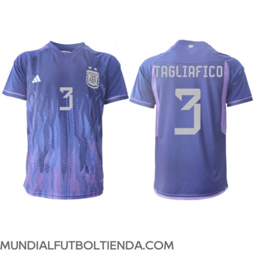 Camiseta Argentina Nicolas Tagliafico #3 Segunda Equipación Replica Mundial 2022 mangas cortas